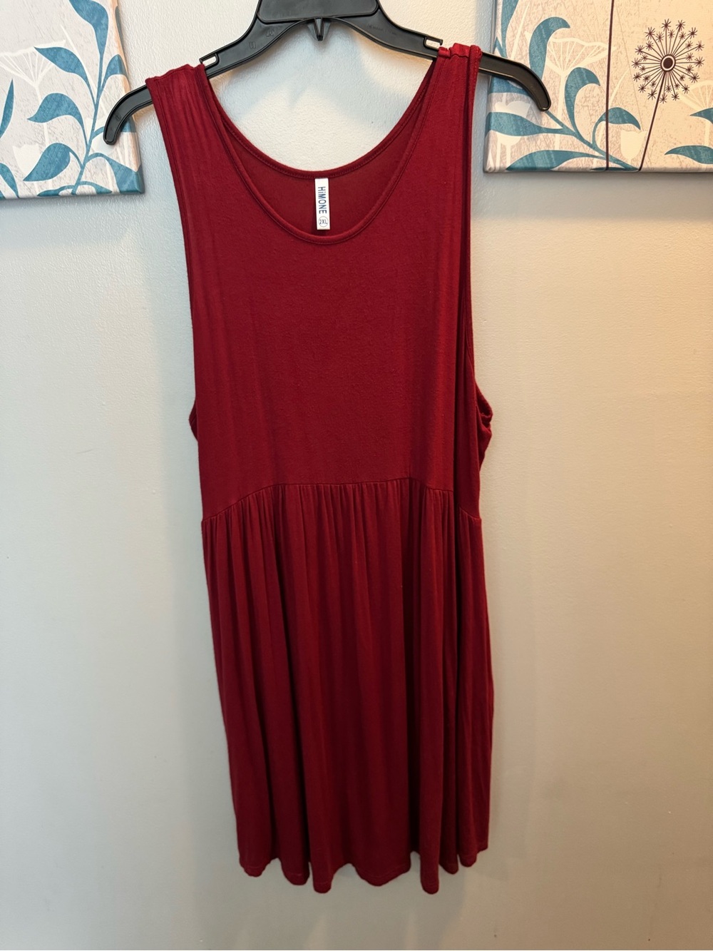 Women’s Plus size 2XL Burgundy Sundress  Sleeveless Scoop Neck Jersey Dress